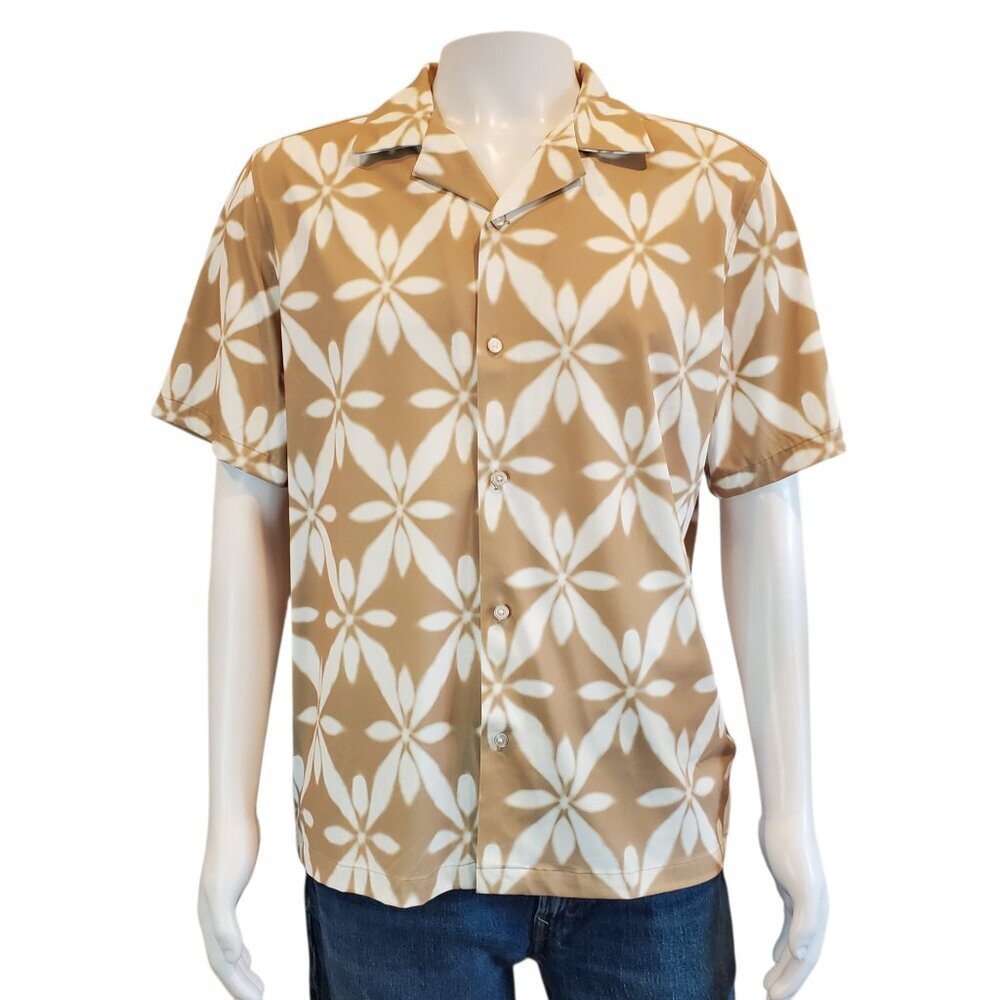 NEW INDUSTRY Republic Clothing SZ L Floral Camp Collar Short Sleeve Button Shirt